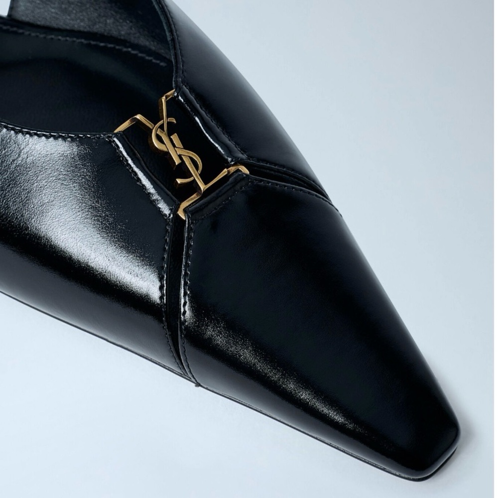 SAINT LAURENT Babylone YSL logo slingback flats - Picture 2 of 6